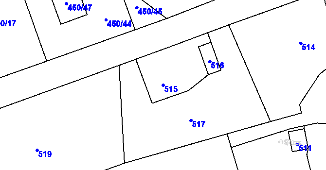 Parcela st. 515 v KÚ Kvaň, Katastrální mapa
