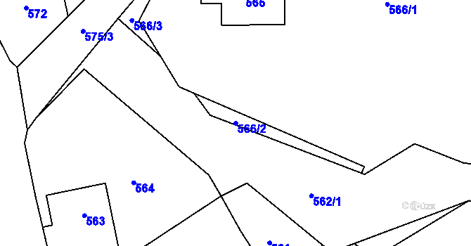 Parcela st. 566/2 v KÚ Kvaň, Katastrální mapa