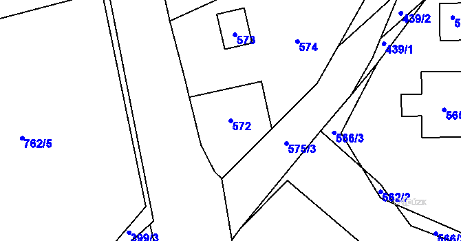 Parcela st. 572 v KÚ Kvaň, Katastrální mapa