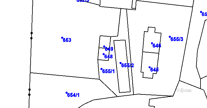 Parcela st. 648 v KÚ Kvaň, Katastrální mapa