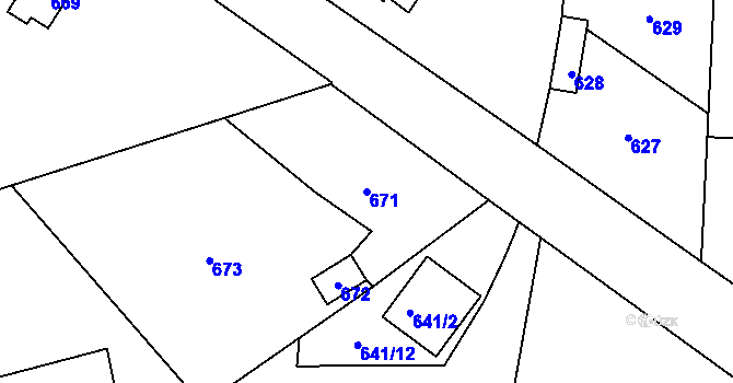 Parcela st. 671 v KÚ Kvaň, Katastrální mapa