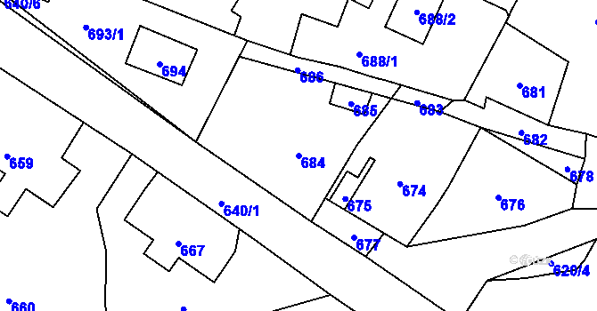 Parcela st. 684 v KÚ Kvaň, Katastrální mapa