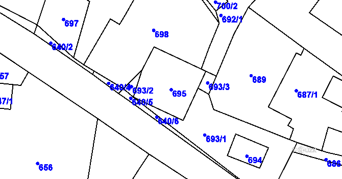 Parcela st. 695 v KÚ Kvaň, Katastrální mapa