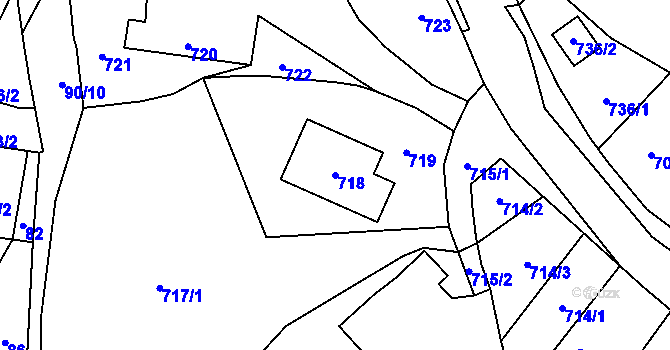 Parcela st. 718 v KÚ Kvaň, Katastrální mapa