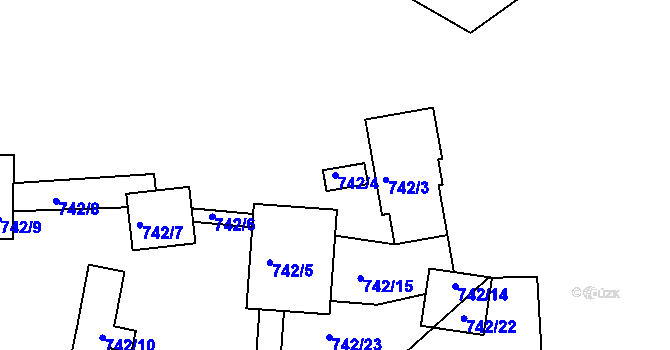 Parcela st. 742/4 v KÚ Kvaň, Katastrální mapa
