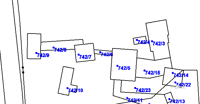 Parcela st. 742/6 v KÚ Kvaň, Katastrální mapa