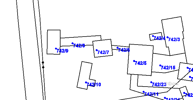 Parcela st. 742/7 v KÚ Kvaň, Katastrální mapa
