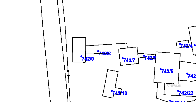 Parcela st. 742/8 v KÚ Kvaň, Katastrální mapa