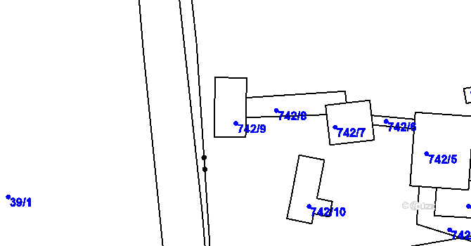 Parcela st. 742/9 v KÚ Kvaň, Katastrální mapa