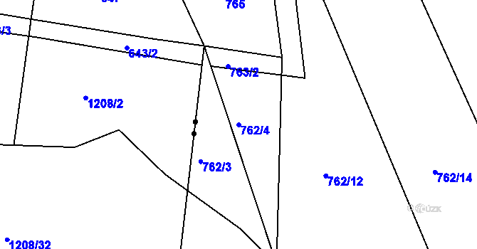 Parcela st. 762/4 v KÚ Kvaň, Katastrální mapa