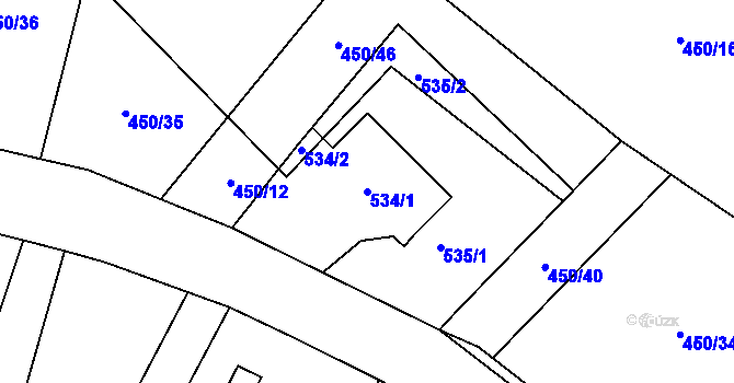 Parcela st. 534/1 v KÚ Kvaň, Katastrální mapa
