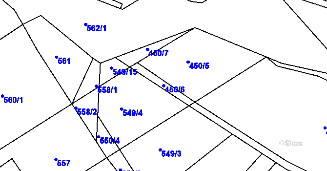 Parcela st. 450/6 v KÚ Kvaň, Katastrální mapa