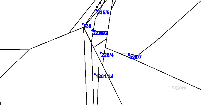 Parcela st. 228/4 v KÚ Kvaň, Katastrální mapa