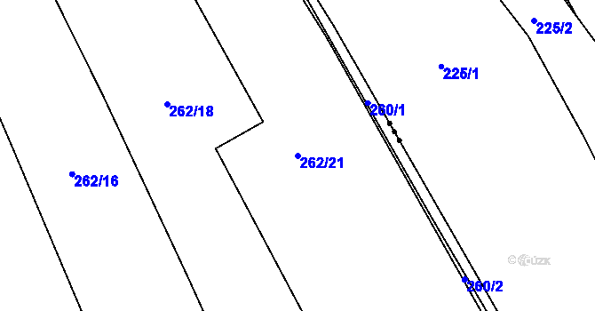 Parcela st. 262/21 v KÚ Kvaň, Katastrální mapa