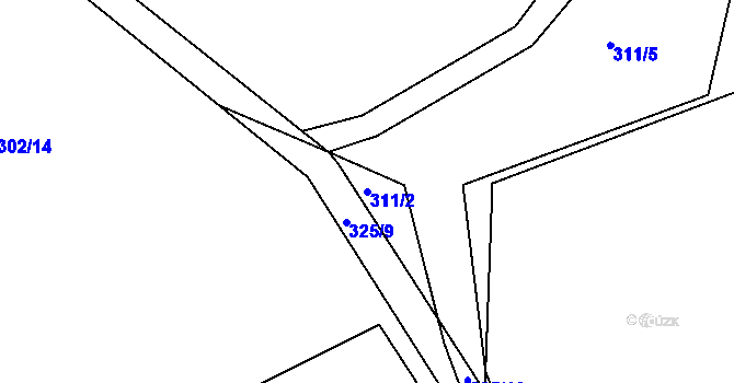 Parcela st. 311/2 v KÚ Kvaň, Katastrální mapa
