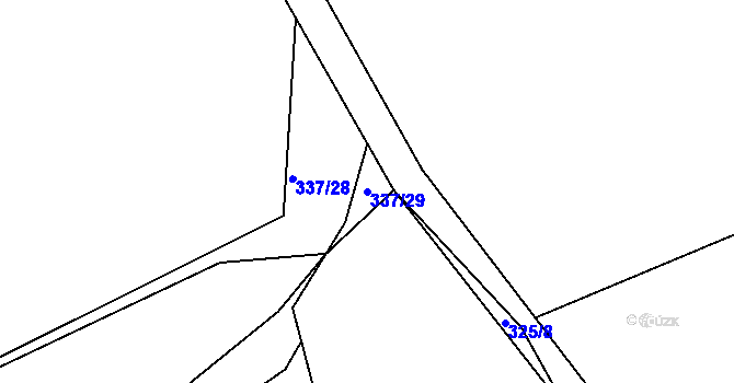 Parcela st. 337/29 v KÚ Kvaň, Katastrální mapa