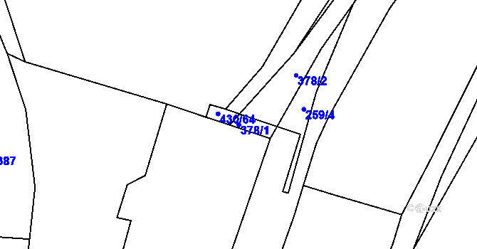 Parcela st. 378/1 v KÚ Kvaň, Katastrální mapa