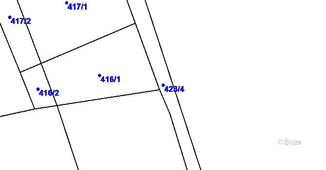 Parcela st. 423/4 v KÚ Kvaň, Katastrální mapa