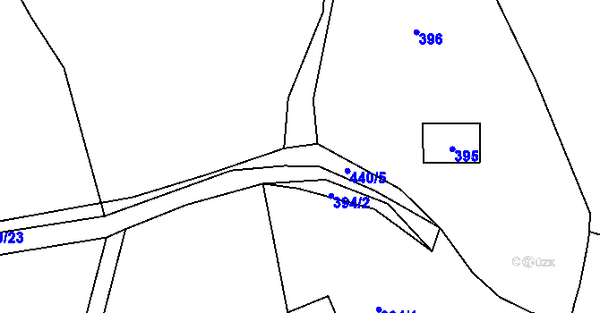 Parcela st. 440/25 v KÚ Kvaň, Katastrální mapa
