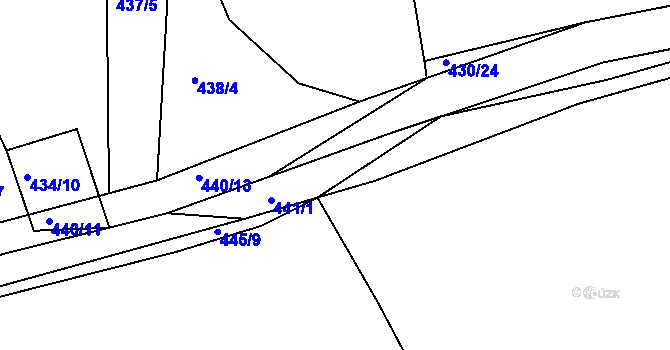 Parcela st. 441/2 v KÚ Kvaň, Katastrální mapa