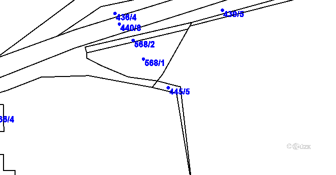 Parcela st. 445/5 v KÚ Kvaň, Katastrální mapa