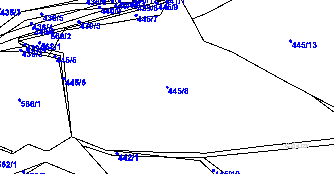 Parcela st. 445/8 v KÚ Kvaň, Katastrální mapa
