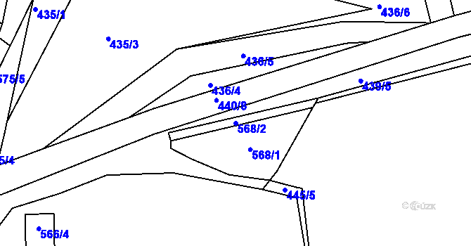 Parcela st. 568/2 v KÚ Kvaň, Katastrální mapa