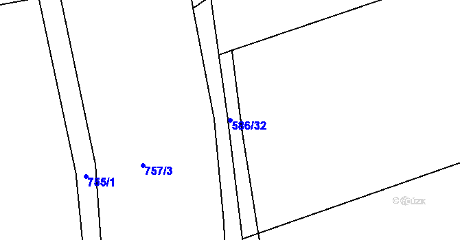 Parcela st. 586/32 v KÚ Kvaň, Katastrální mapa