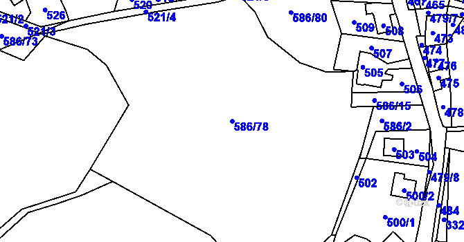 Parcela st. 586/78 v KÚ Kvaň, Katastrální mapa