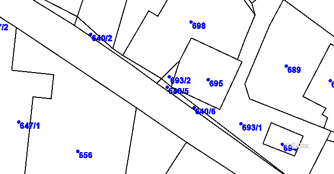 Parcela st. 640/5 v KÚ Kvaň, Katastrální mapa