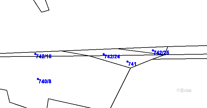 Parcela st. 742/24 v KÚ Kvaň, Katastrální mapa