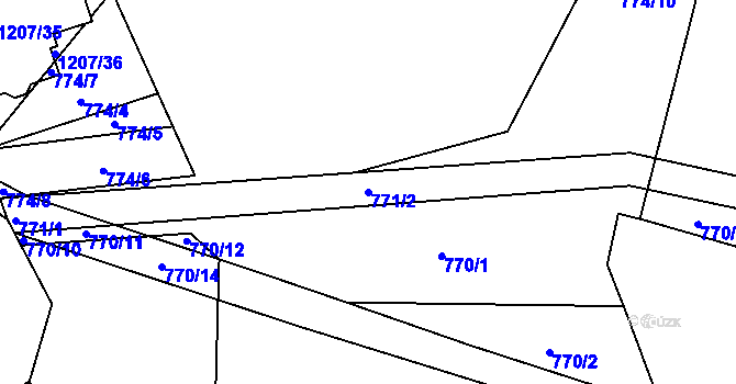 Parcela st. 771/2 v KÚ Kvaň, Katastrální mapa