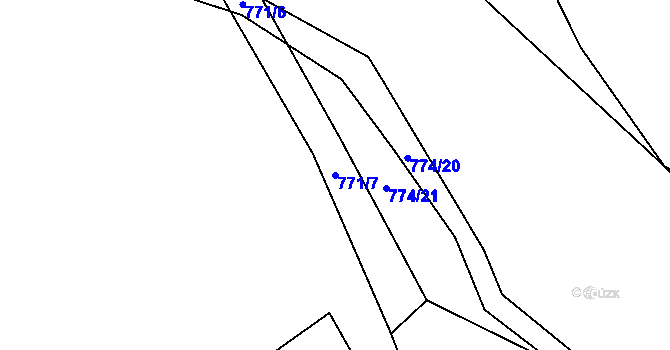 Parcela st. 771/7 v KÚ Kvaň, Katastrální mapa