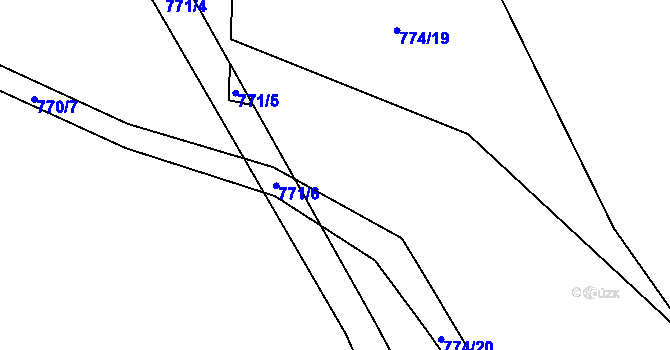 Parcela st. 774/18 v KÚ Kvaň, Katastrální mapa