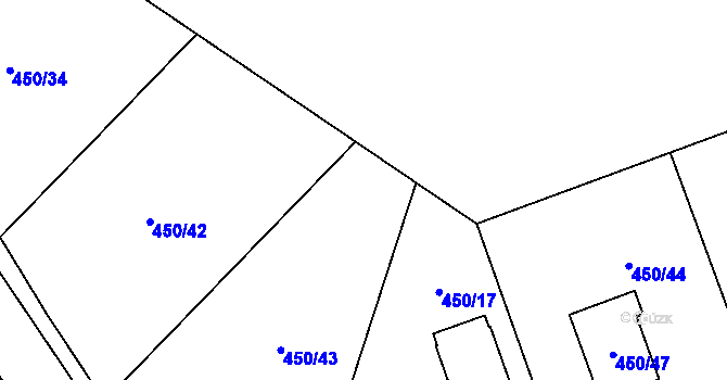 Parcela st. 450/32 v KÚ Kvaň, Katastrální mapa