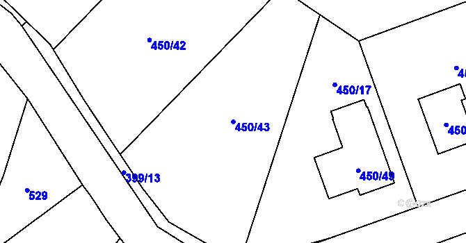Parcela st. 450/43 v KÚ Kvaň, Katastrální mapa