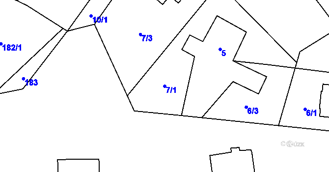 Parcela st. 7/1 v KÚ Kvaň, Katastrální mapa