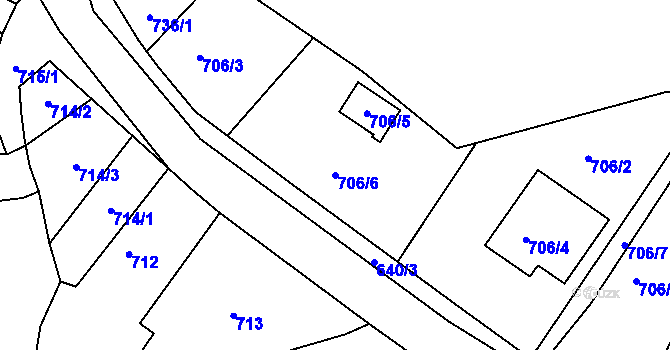 Parcela st. 706/6 v KÚ Kvaň, Katastrální mapa