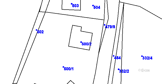 Parcela st. 500/2 v KÚ Kvaň, Katastrální mapa