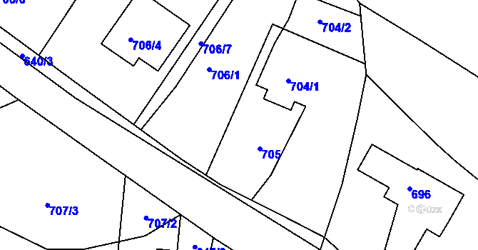 Parcela st. 706/8 v KÚ Kvaň, Katastrální mapa