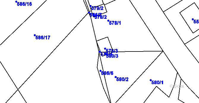 Parcela st. 578/4 v KÚ Kvaň, Katastrální mapa