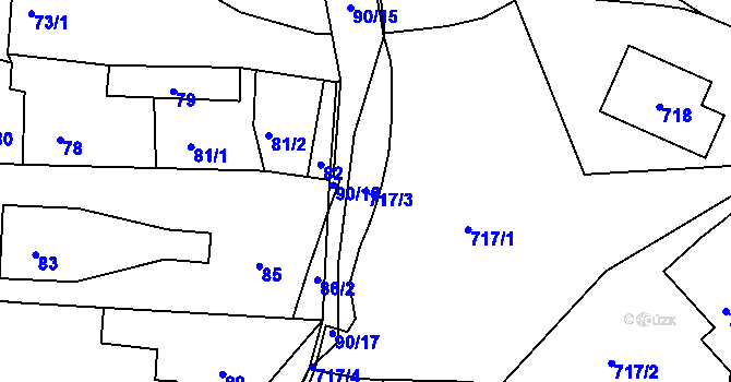 Parcela st. 717/3 v KÚ Kvaň, Katastrální mapa
