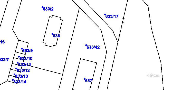 Parcela st. 633/42 v KÚ Kvaň, Katastrální mapa