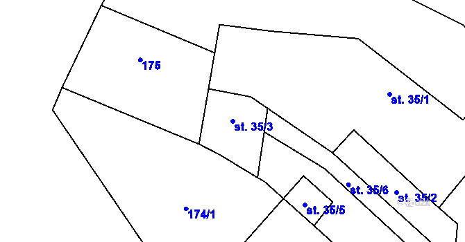 Parcela st. 35/3 v KÚ Kvasejovice, Katastrální mapa
