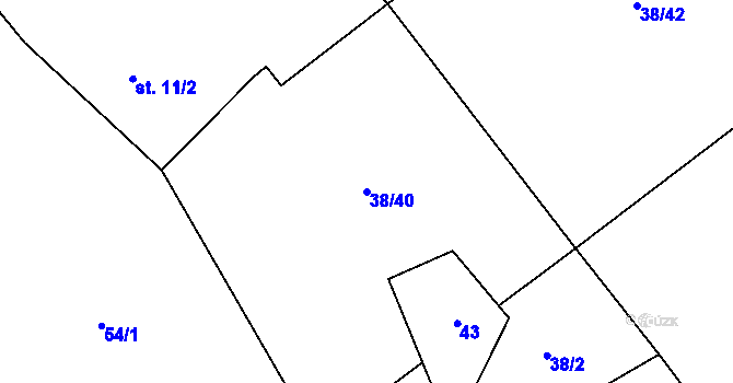 Parcela st. 38/40 v KÚ Kvasejovice, Katastrální mapa