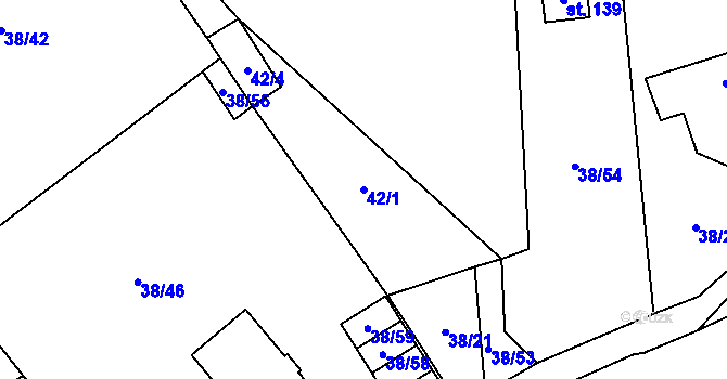 Parcela st. 42/1 v KÚ Kvasejovice, Katastrální mapa