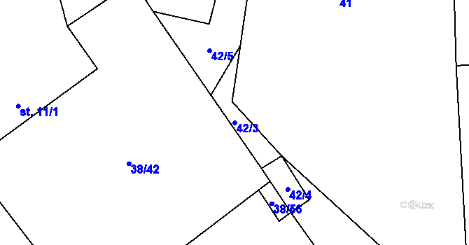 Parcela st. 42/3 v KÚ Kvasejovice, Katastrální mapa
