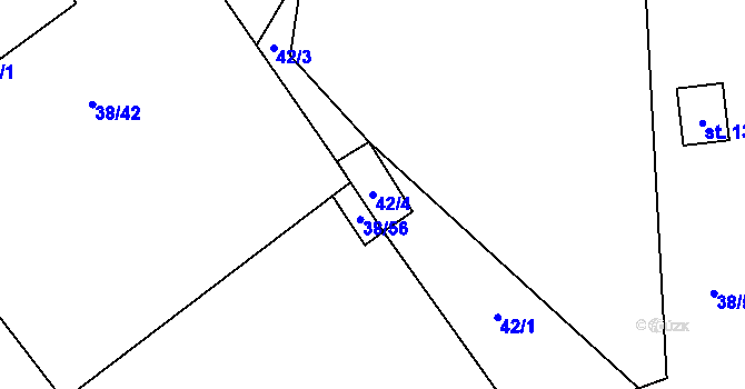 Parcela st. 42/4 v KÚ Kvasejovice, Katastrální mapa