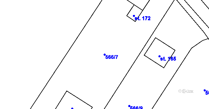 Parcela st. 566/7 v KÚ Kvasejovice, Katastrální mapa
