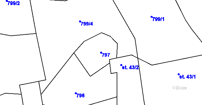 Parcela st. 797 v KÚ Kvasejovice, Katastrální mapa
